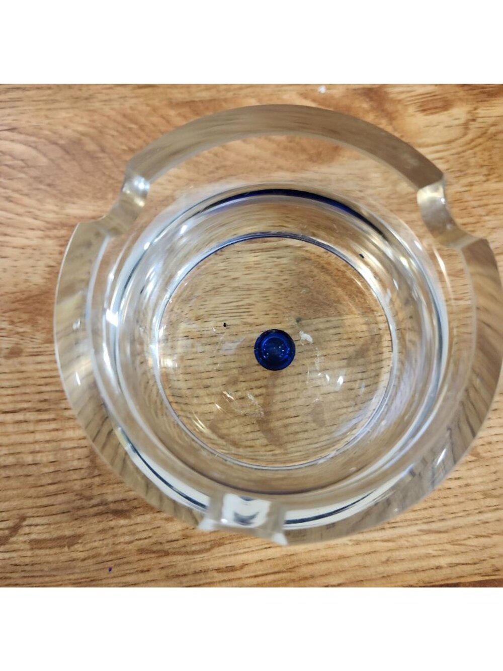 Art Glass Ashtray Controlled Cobalt Blue Bubble Heavyweight Krosnos Poland - Picture 12 of 12